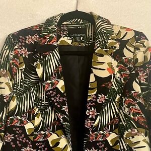 Cynthia Rowley Tropical Floral Print Blazer‎ Pockets Jacket Career Women's Small